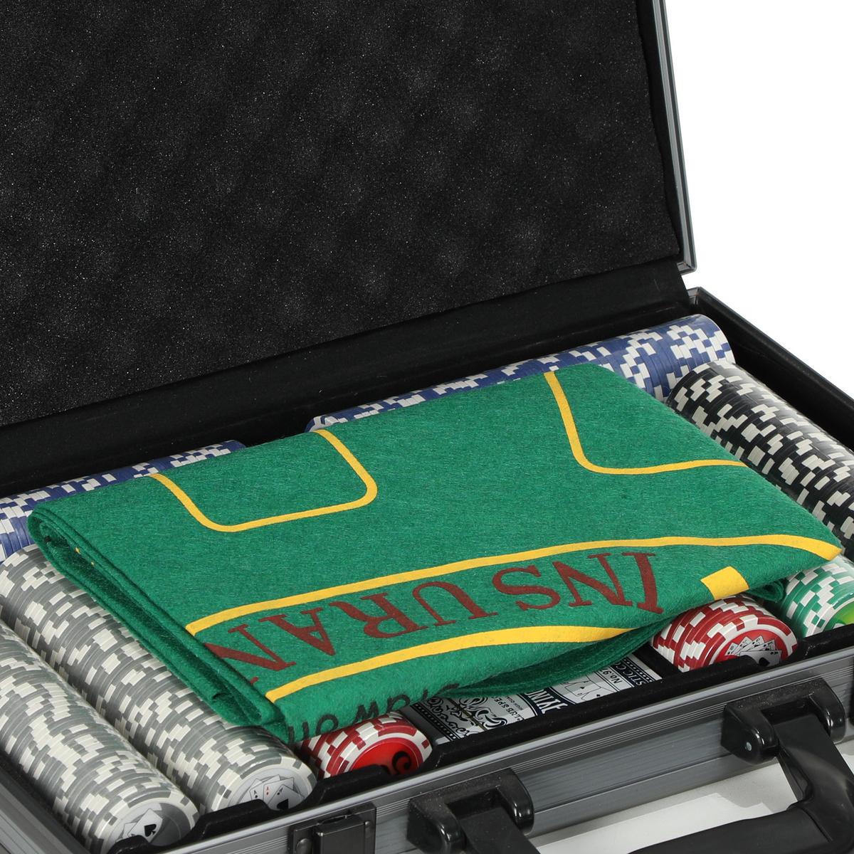 POKERSET DE-10641 400 Chips mit Koffer & Unterlage für 10 Spieler - Grau, Kunststoff (28/39.5cm) - ComfortXL