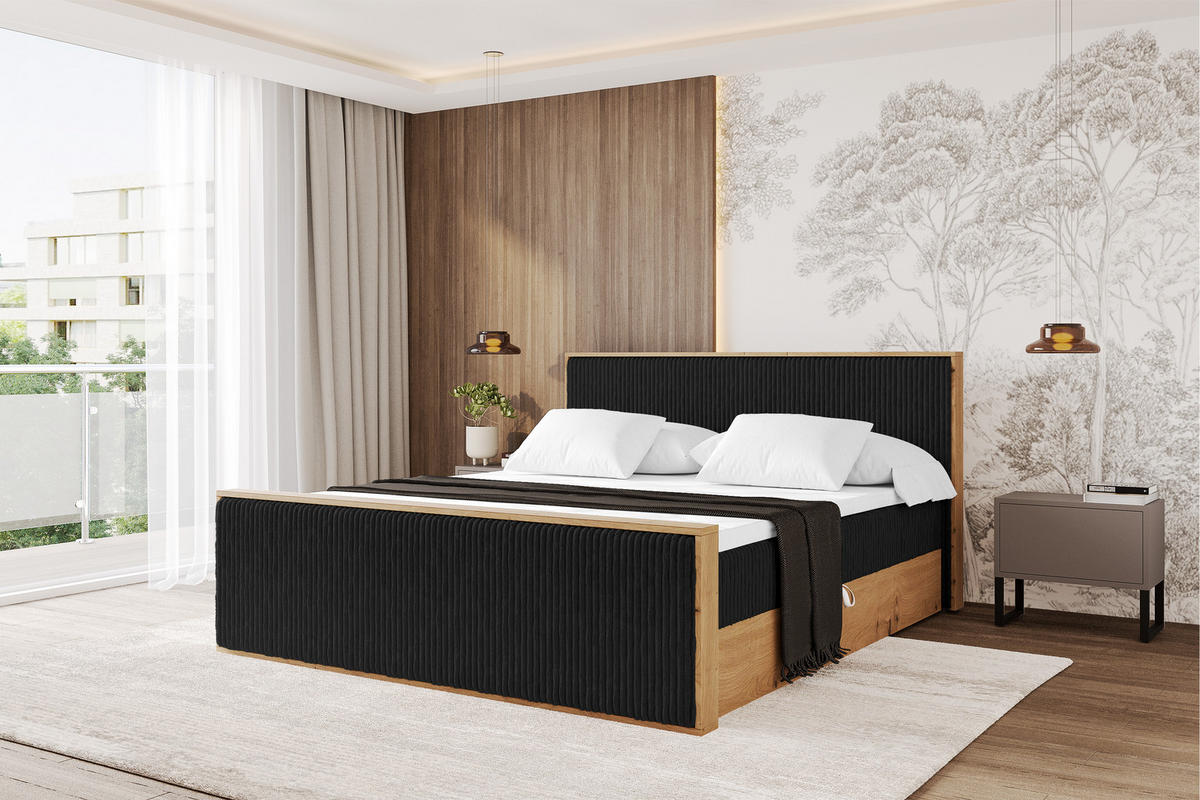 BOXBETT LOLLI9 -Z 120x200 - H3 Schwarz - Schwarz, Holzwerkstoff (120/200cm) - ALTDECOR