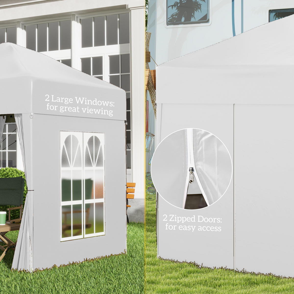 PAVILLON DE-07480 mit 4 abnehmbaren Seitenwänden, 2x2 m Weiß - Weiß, Textil/Metall (200/240/200cm) - ComfortXL