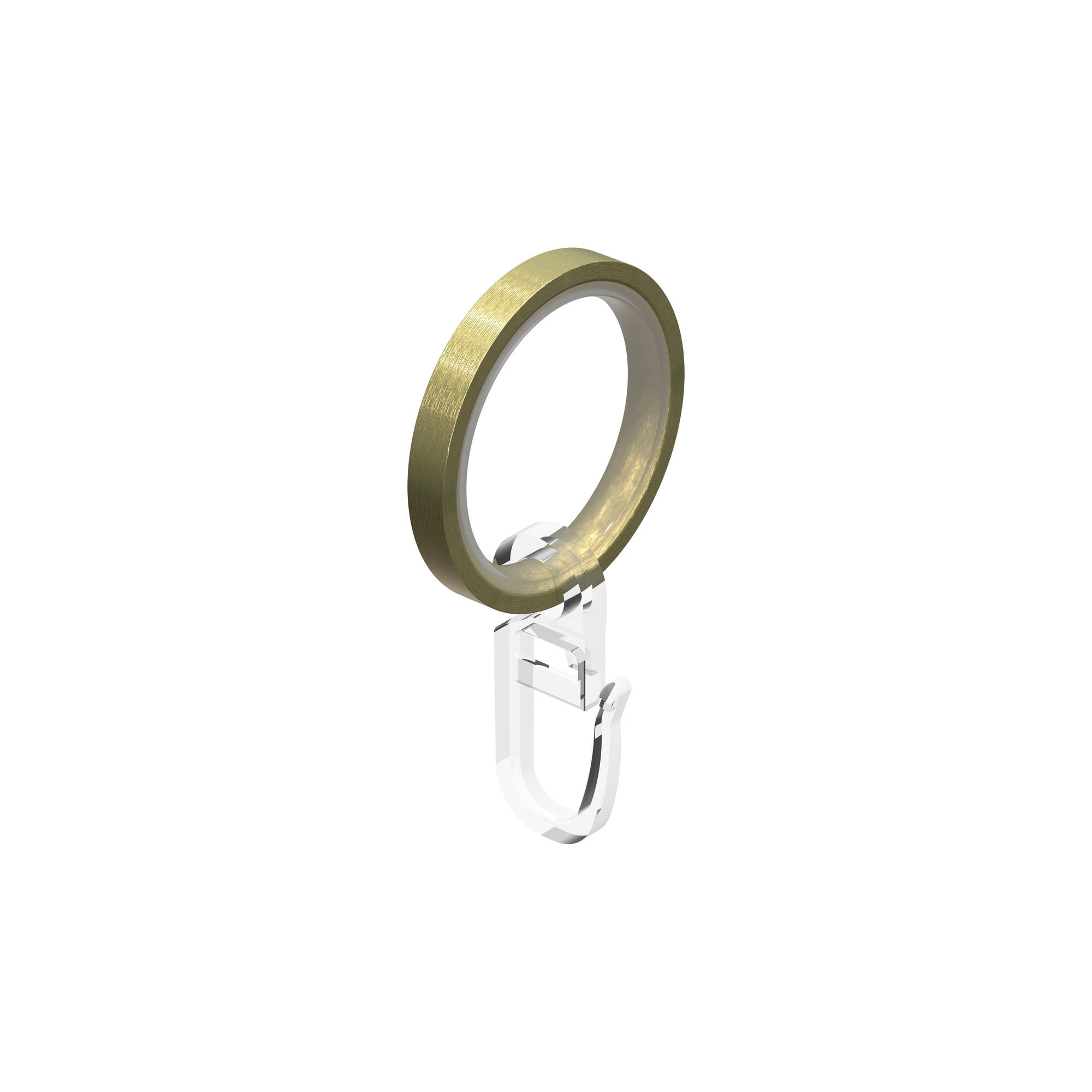 FLACHRINGE MIT EINLAGE UND FALTENHAKEN FÜR GARDINENSTANGEN 20 mm Ø, Messing-Optik, Packung 10 Stück - Messingfarben, Metall (20cm) - INTERDECO