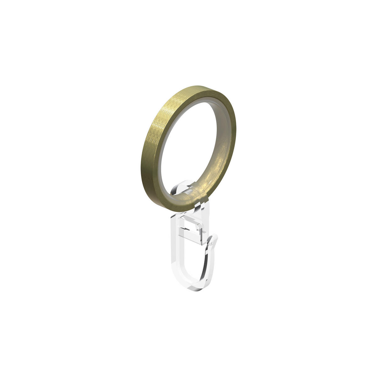 FLACHRINGE MIT EINLAGE UND FALTENHAKEN FÜR GARDINENSTANGEN 20 mm Ø, Messing-Optik, Packung 10 Stück - Messingfarben, Metall (20cm) - INTERDECO