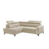 ECKSOFA mit elektronische Sitztiefenverstellung, USB-Anschluss und stilvollem Breitcord-Bezug - Beige, Textil (243/200cm) - ed exciting design