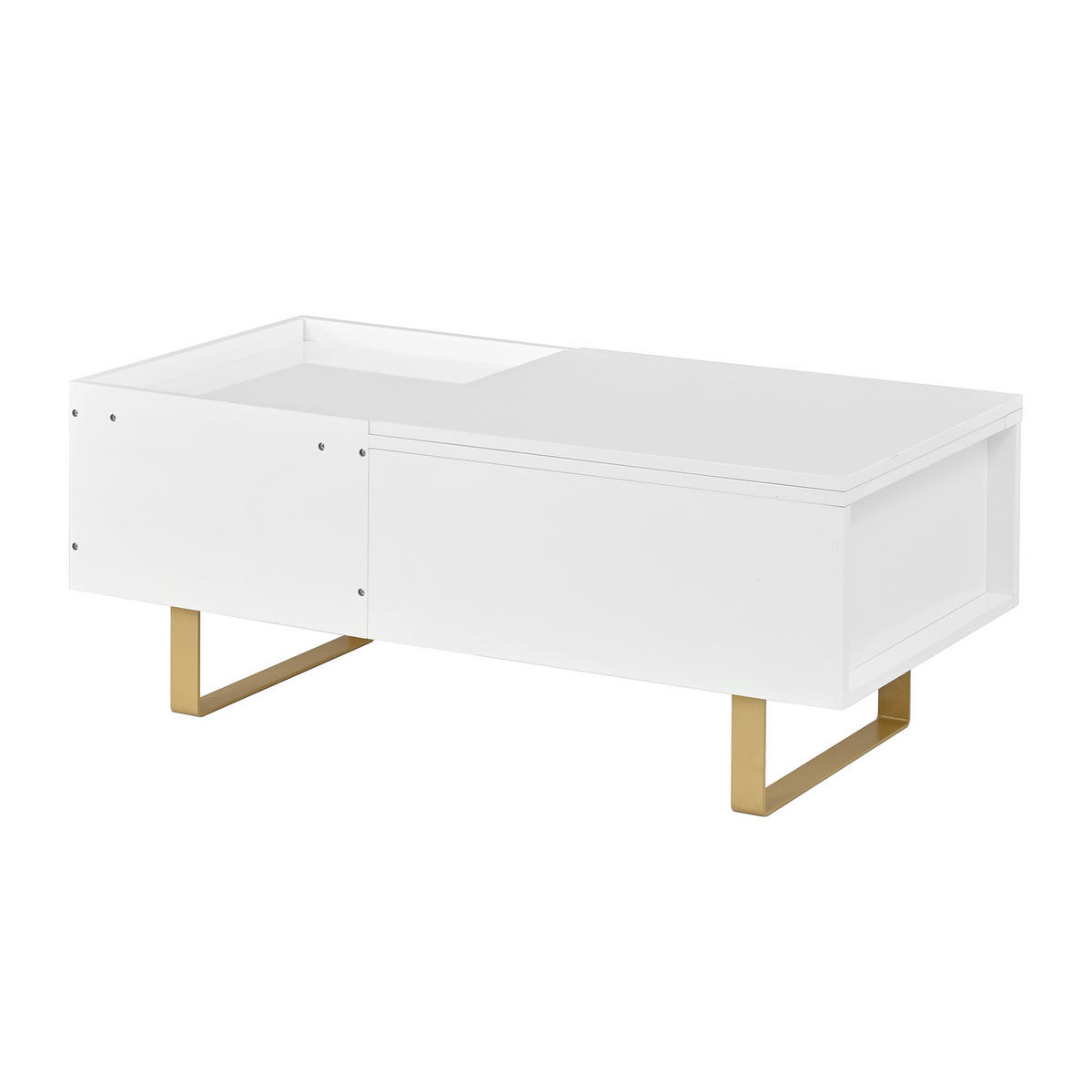 COUCHTISCH Höhenverstellbar MDF Hochglanz Schublade - Weiß, Holzwerkstoff (50/100/54.5cm) - FLIEKS