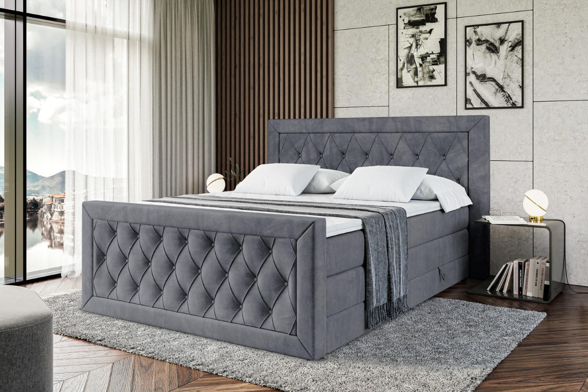 BOXSPRINGBETT NOEL-Z KING - 120 x 200 - H3/H4 - Dunkelgrau - Dunkelgrau, Holzwerkstoff (120/200cm) - ALTDECOR