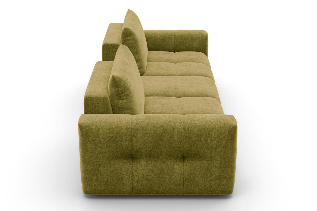 SOFA VERONA 4-Sitzer, Khaki - Schwarz/Grün, Holz/Textil (282/83/110cm) - Courtois Laville