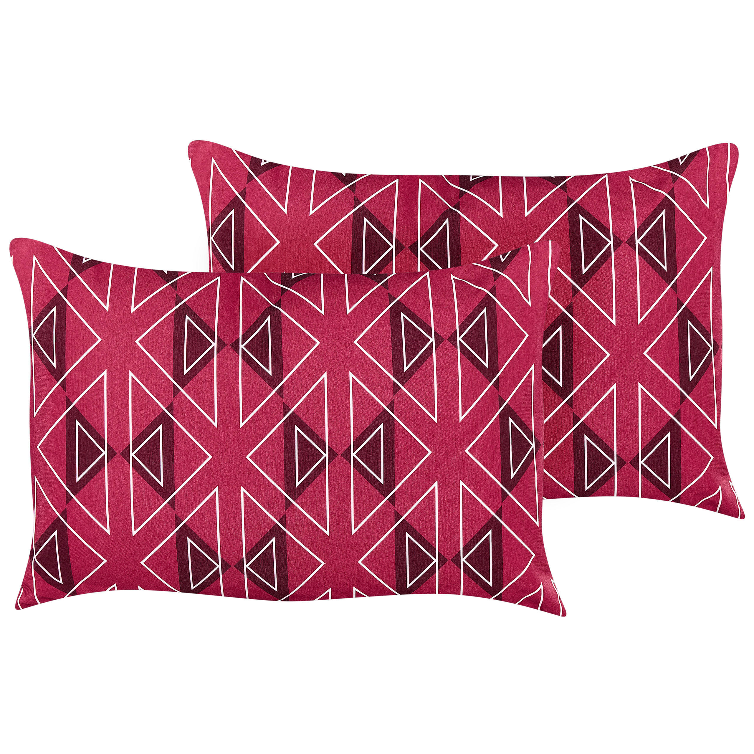 GARTENKISSEN 2er-Set geometrischem Muster rosa 40/60 cm Mezzano - Violett, Textil (40/60cm) - Beliani