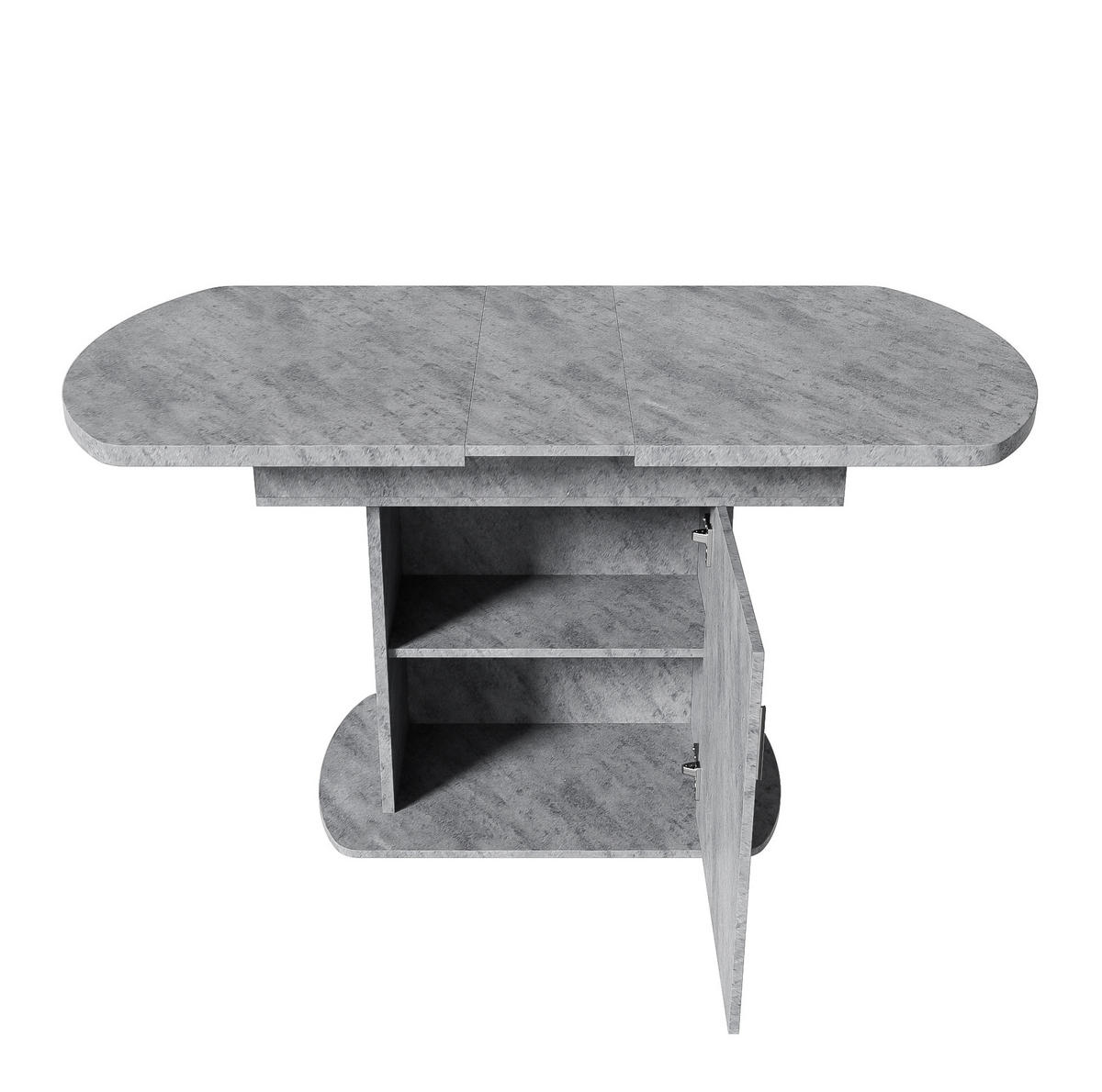 ESSTISCH oval 110/70/75 cm grau mit Stauraum und Metallgriff - Grau, Holzwerkstoff (130/70/75cm) - OKWISH