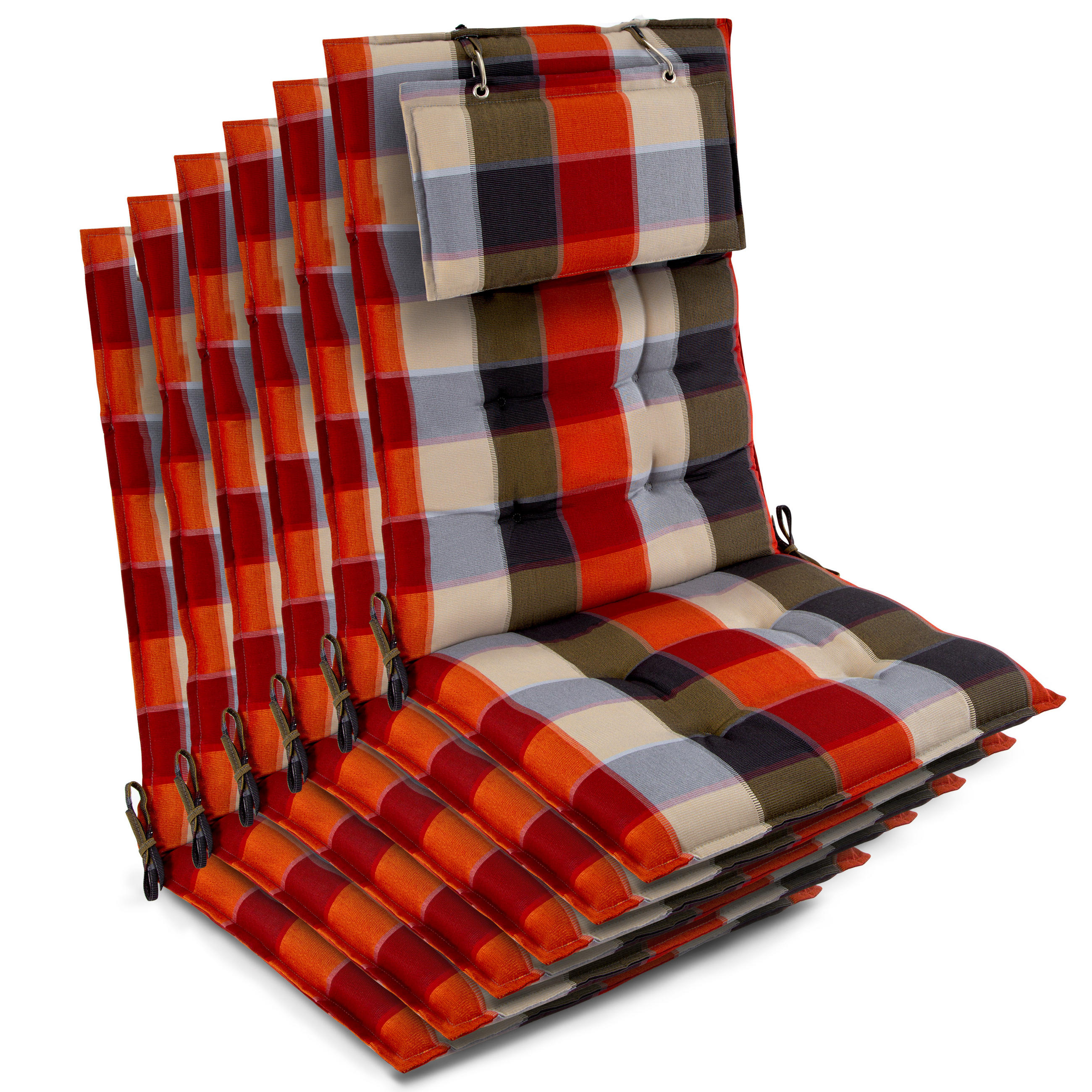 HOCHLEHNER Sun-HL 119x50x8cm Orange-Beige-Kariert (6tlg) - Orange, Textil (50/120cm) - Beautissu 