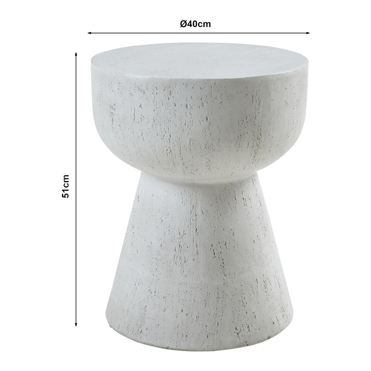 BEISTELLTISCH Oulvepijanse - Weiß, Stein (40/40/51cm) - [en.casa]