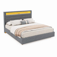 POLSTERBETT mit Stauraum, USB und LED 140x200 cm Grau - Grau, Metall (140/200cm) - Meubliv
