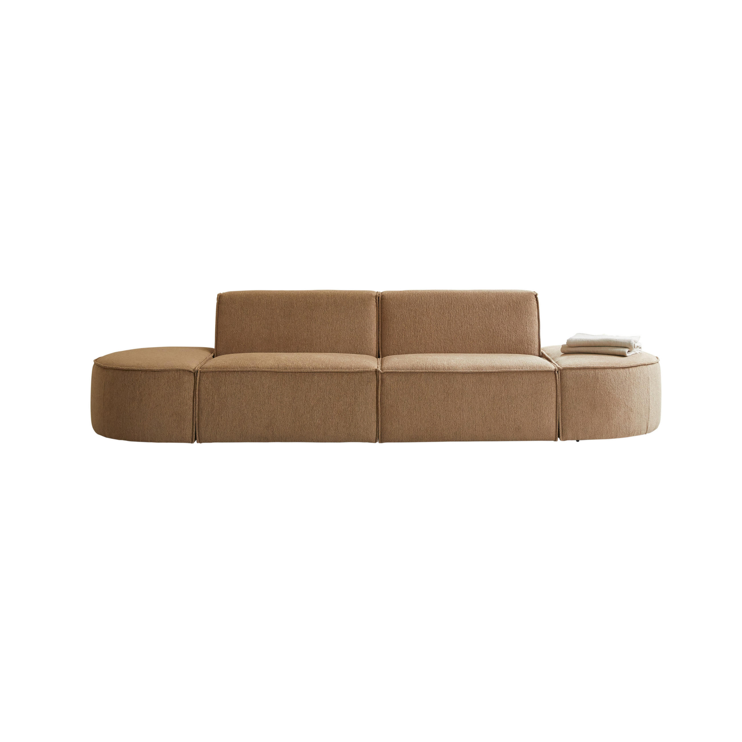SOFA Dario Braun aus Stoff - Braun, Textil (308/75/93cm) - Tikamoon