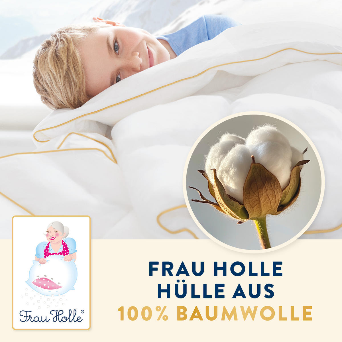 KINDERKISSEN MEGAN Entendaunen weich - Weiß, Naturmaterialien (40/80cm) - Frau Holle