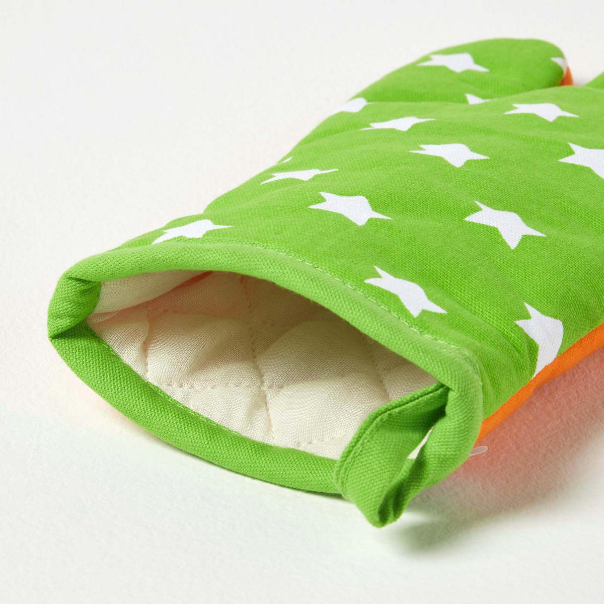 OFENHANDSCHUH Sterne 18/32 cm, Baumwolle wattiert - Orange, Textil (18/32cm) - Homescapes