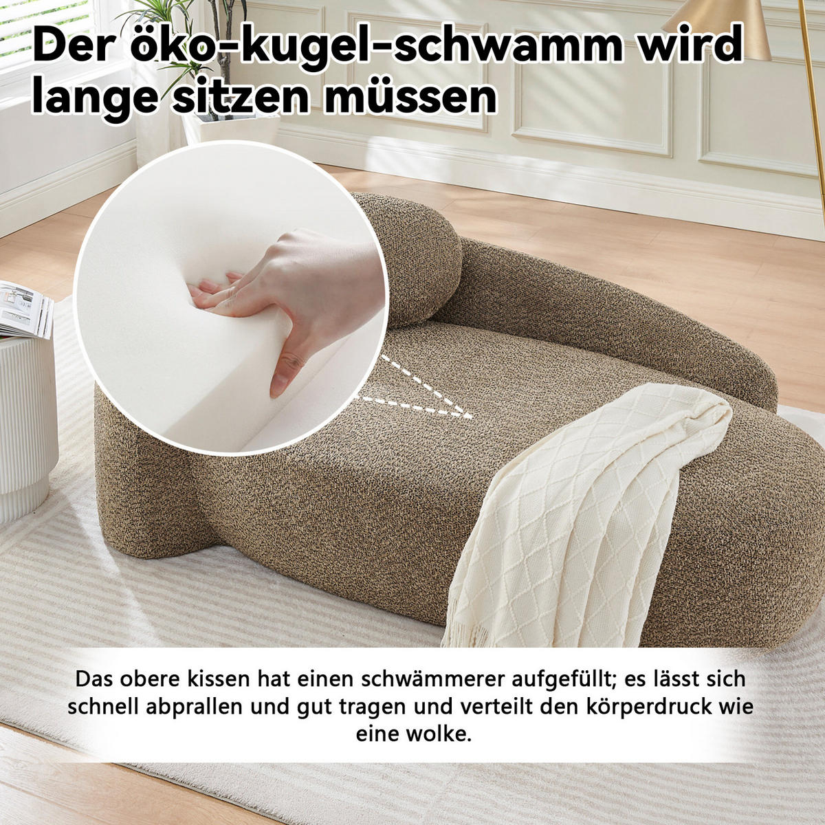 SOFA aus Schaumstoff, Relaxsessel mit Schlaffunktion und Kissen, Braun - Braun, Textil (67/24/38cm)