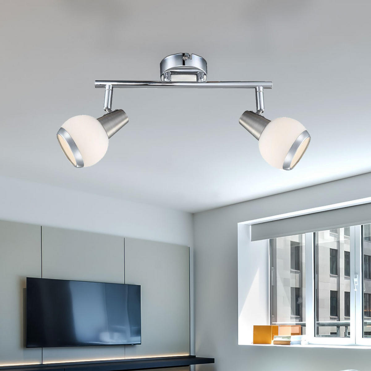 LED DECKENLEUCHTE Karde Chrom Silber - Silberfarben, Glas (30/8/15cm) - Globo Lighting