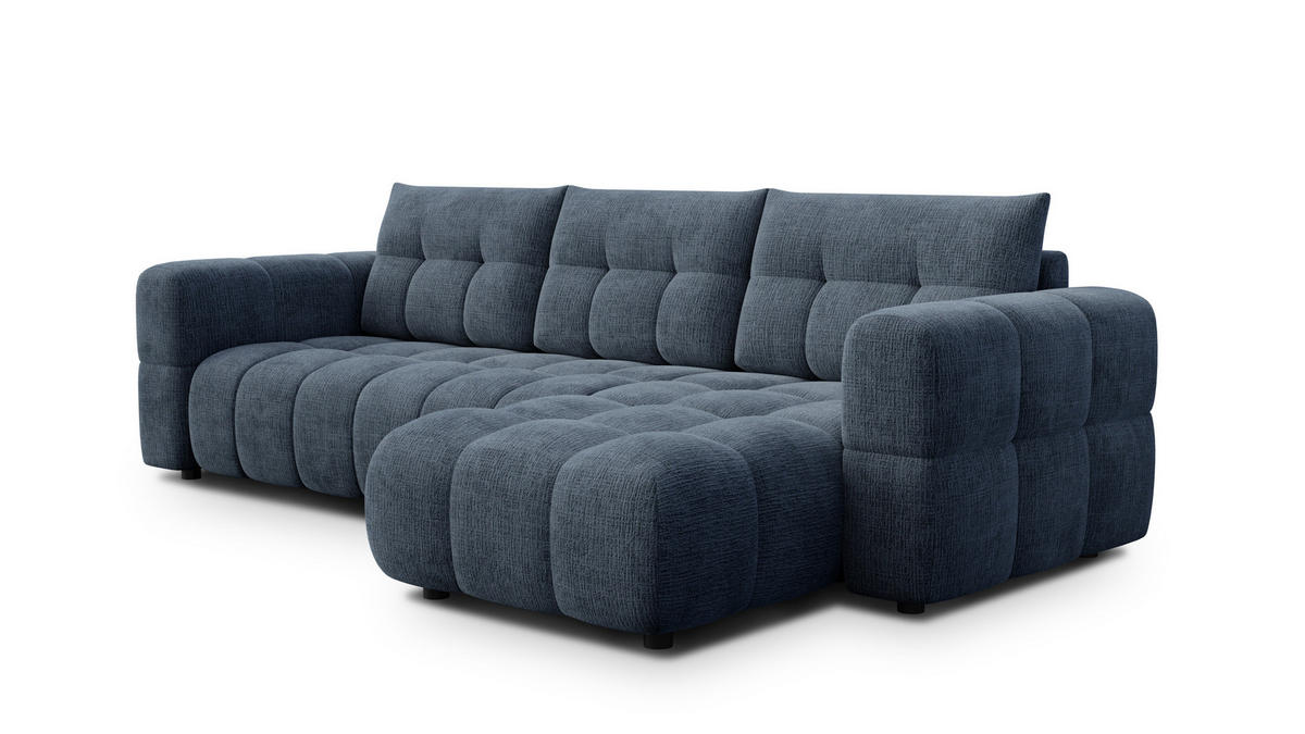 ECKSOFA CLOUDI 4-Sitzer rechts, marineblau - Blau/Schwarz, Holz/Textil (294/160cm) - Courtois Laville