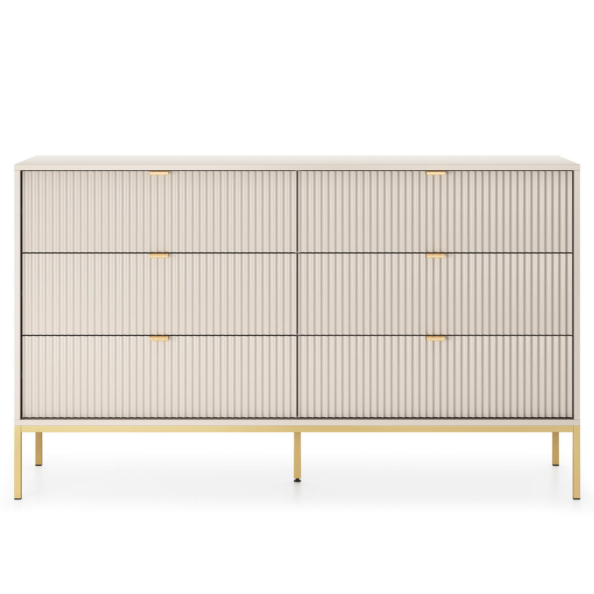 SIDEBOARD STELLARE 154/91/39cm mit 6 Schubladen Kaschmir - Kaschmir/Goldfarben, Holzwerkstoff (154/91/39cm) - MASSENO