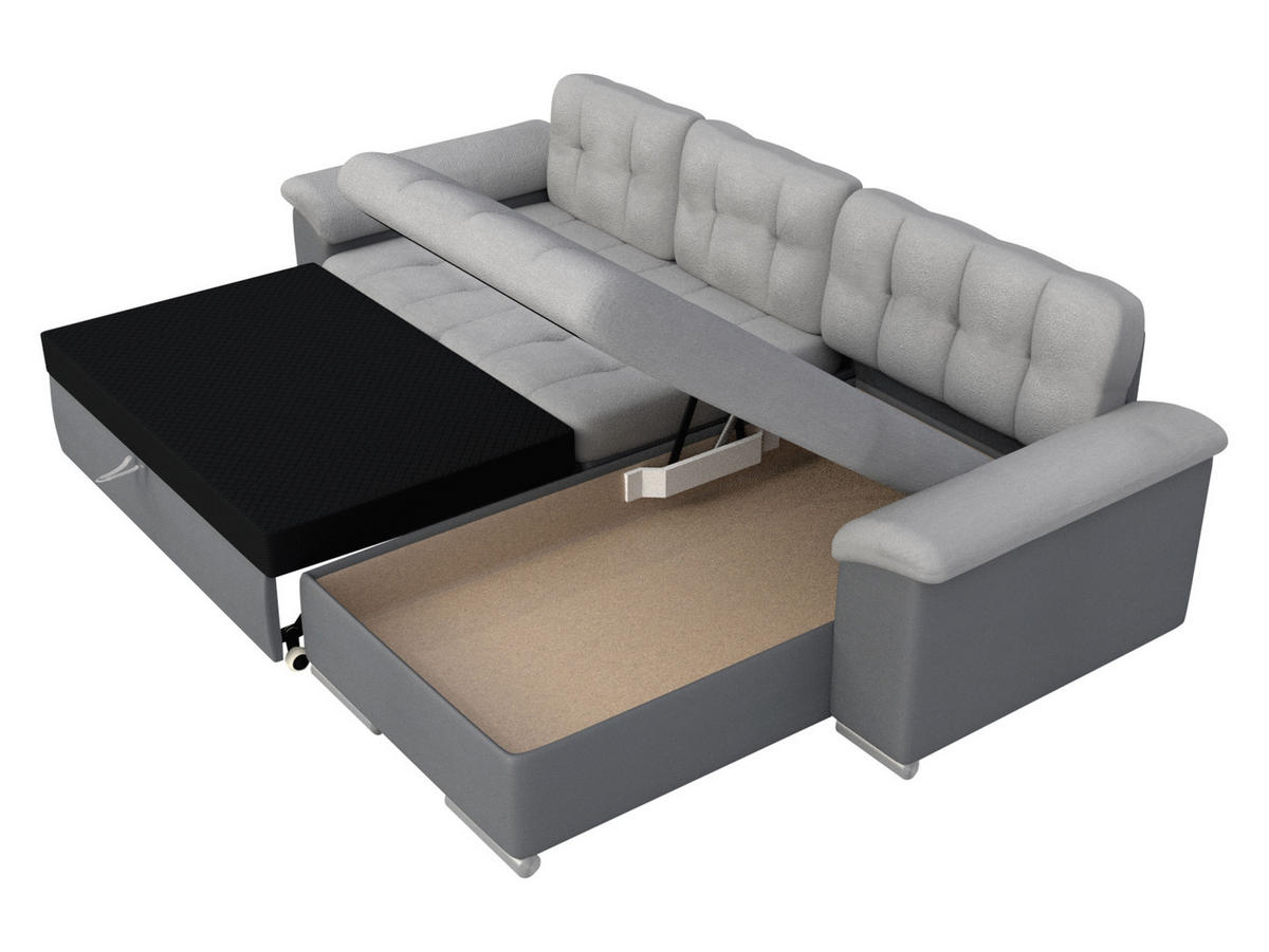 ECKSOFA Diana Cord, Seite: Links - Hellgrau, Holz/Textil (280/160cm) - MIRJAN24