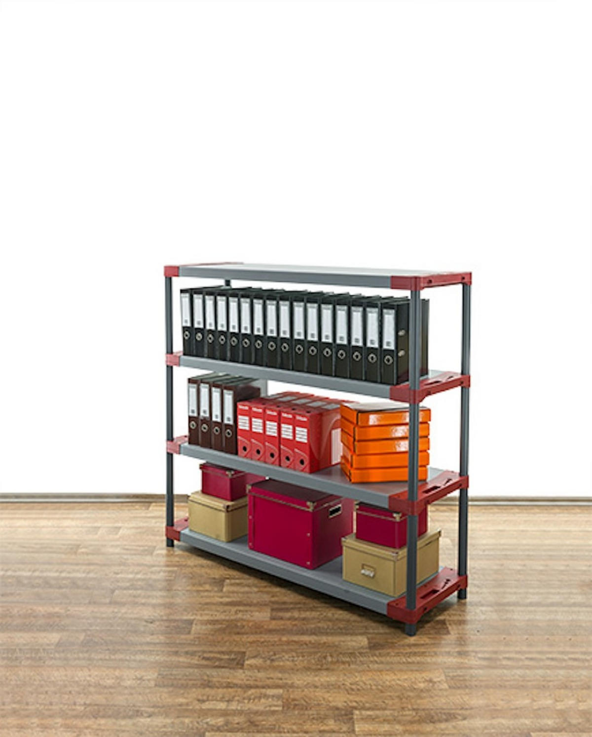 KUNSTSTOFFREGAL BIG GREY BEAR Low 138x150x46cm Fachlast 120kg Grau-Rot - Rot, Kunststoff (150/138/46cm) - PROREGAL