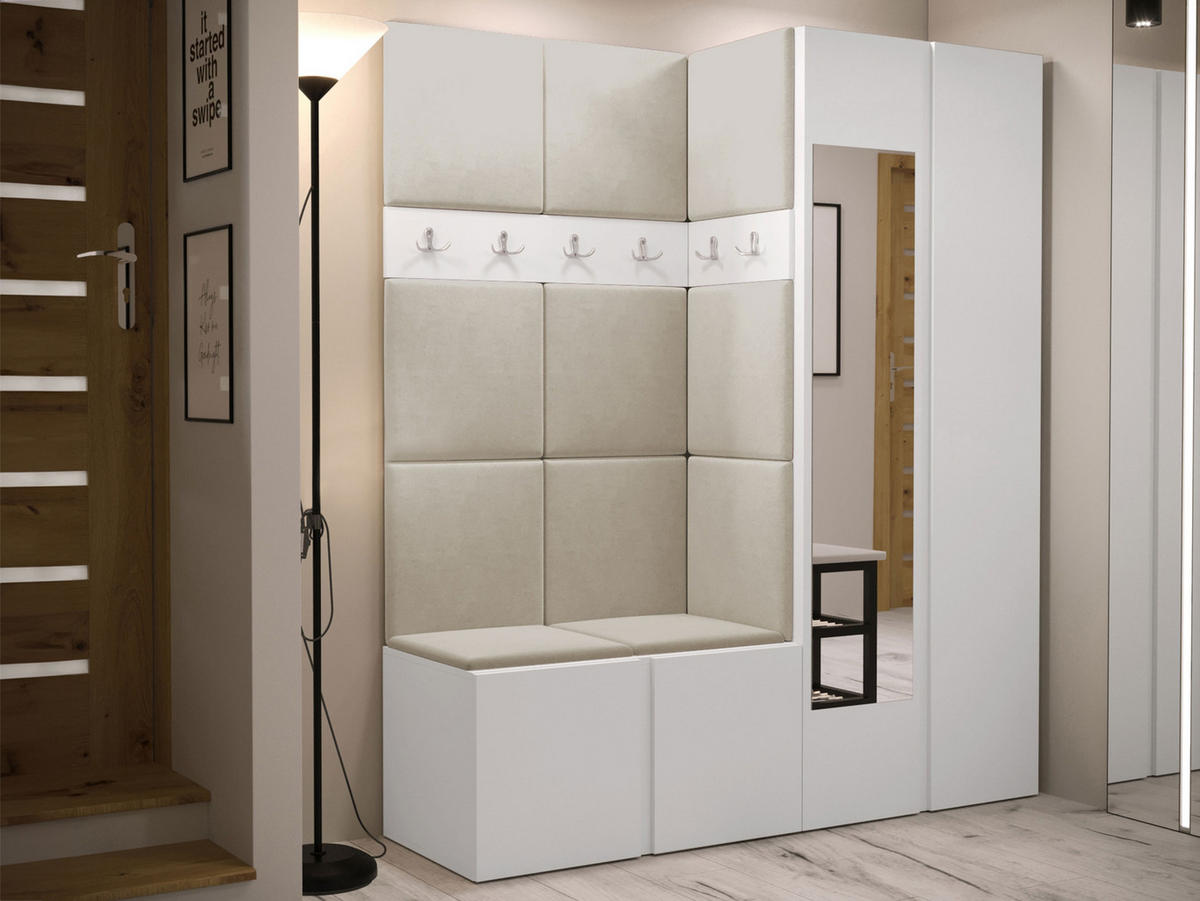 GARDEROBEN-SET Orion XII - Beige/Weiß, Holzwerkstoff/Kunststoff (158/186/46cm) - MIRJAN24