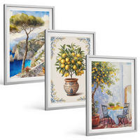 BILDER SET 3er Set - 40x60 cm Silberner Rahmen - Tisch aus Zitronenbaum - Silberfarben, Kunststoff (40/60cm) - TULUP