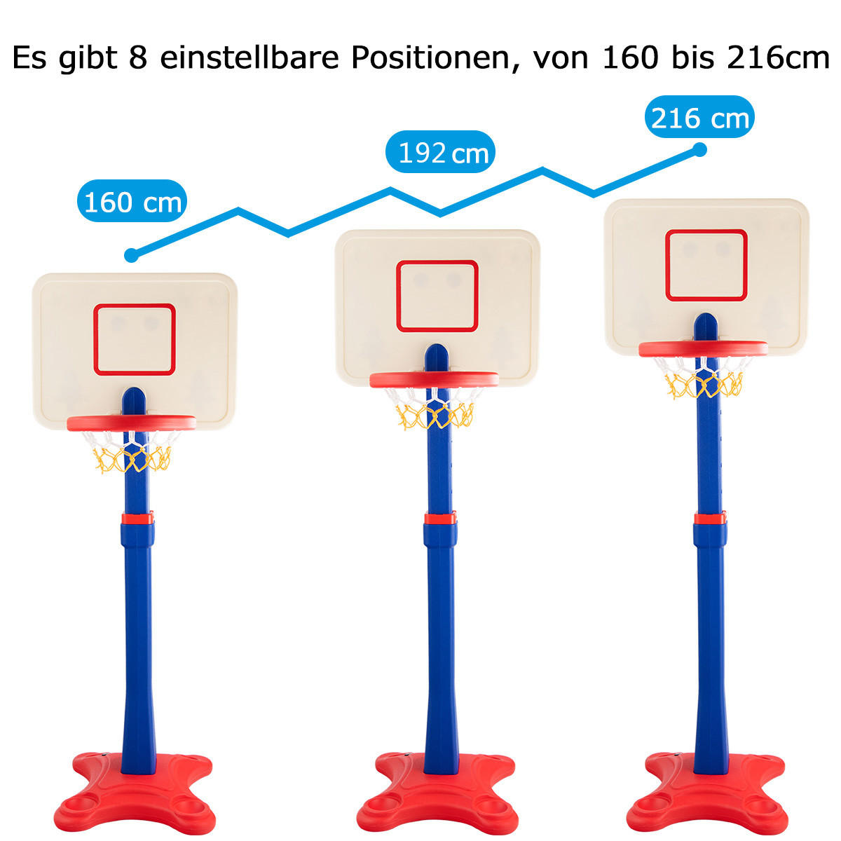 BASKETBALLKORB Multicolor - Multicolor, Kunststoff (85/65cm) - COSTWAY
