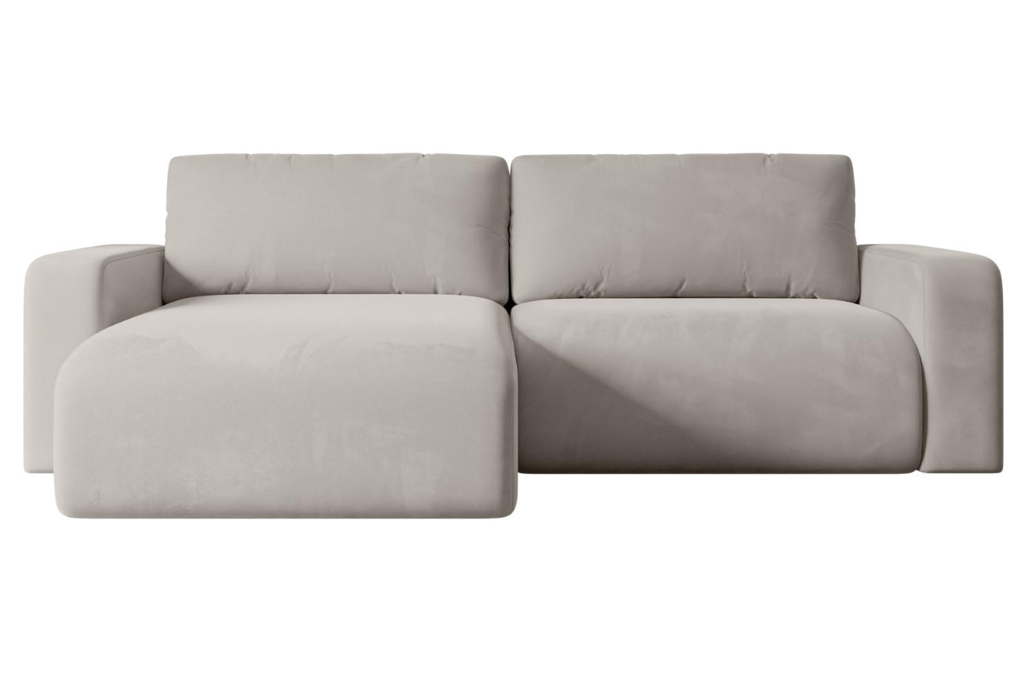 ECKSOFA mit Schlaffunktion und Bettkasten KLEEA-L - 247x143x83 cm Hellbraun Velours - Hellbraun/Schwarz, Holzwerkstoff/Kunststoff (247/143cm) - ALTDECOR