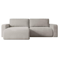 ECKSOFA mit Schlaffunktion und Bettkasten KLEEA-L - 247x143x83 cm Hellbraun Velours - Hellbraun/Schwarz, Holzwerkstoff/Kunststoff (247/143cm) - ALTDECOR