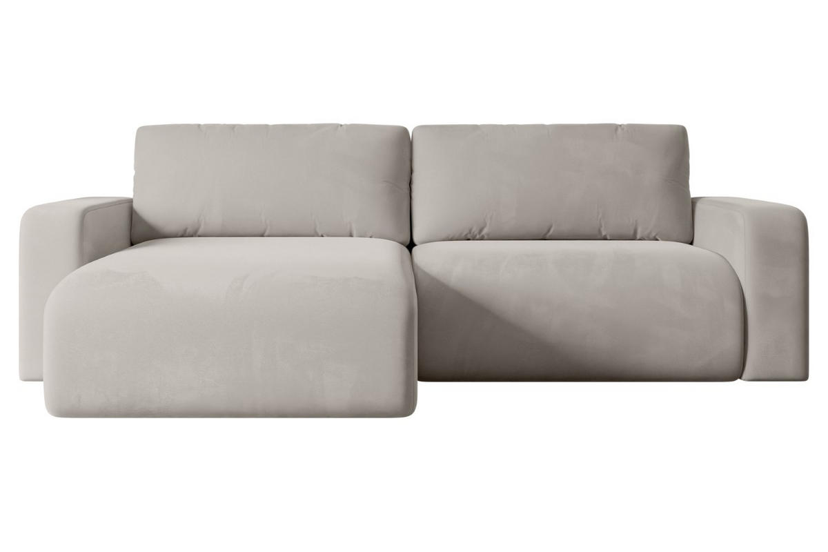 ECKSOFA mit Schlaffunktion und Bettkasten KLEEA-L - 247x143x83 cm Hellbraun Velours - Hellbraun/Schwarz, Holzwerkstoff/Kunststoff (247/143cm) - ALTDECOR