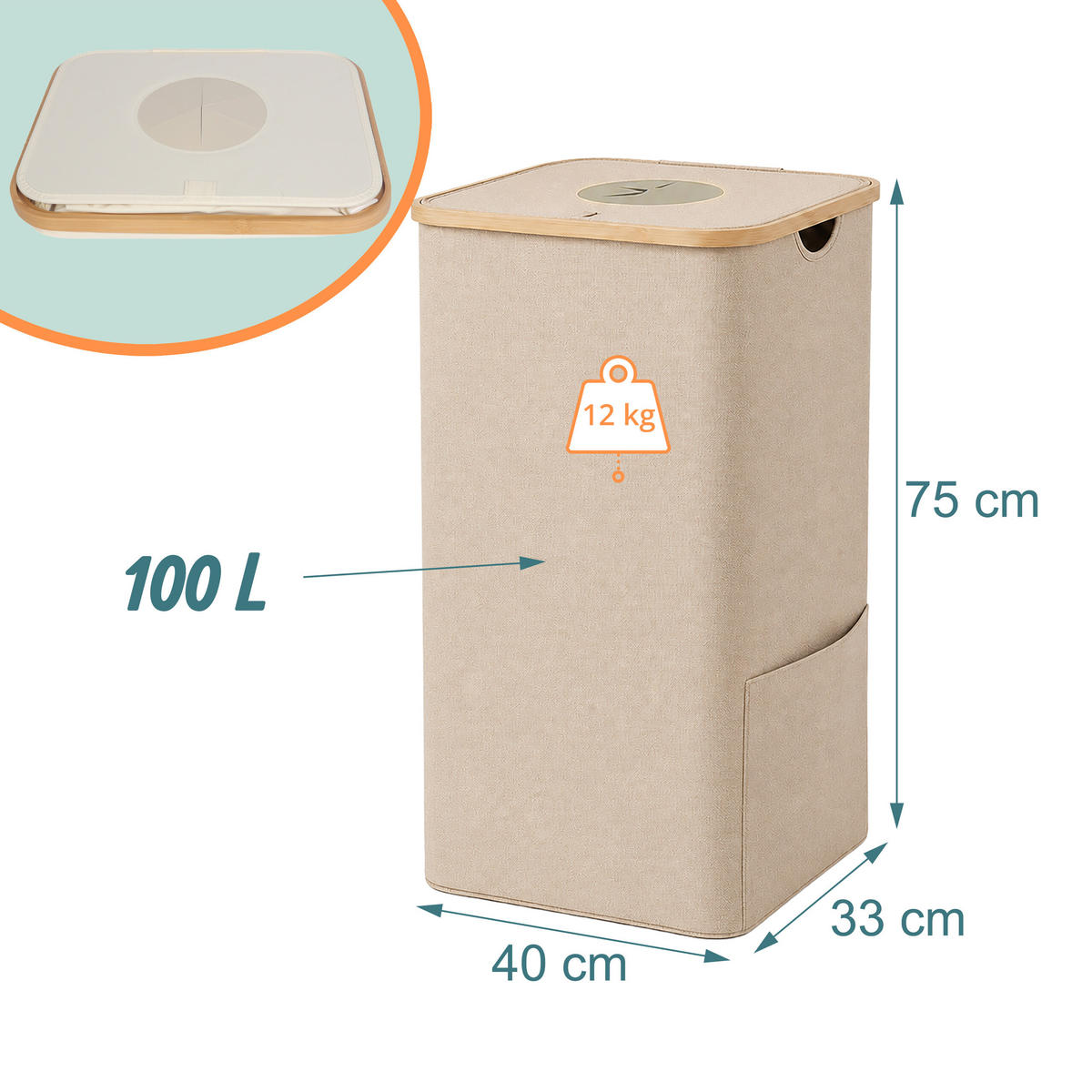 COLECTOR Bej pentru sticle returnabile - bej, carton ondulat/material textil (40/75/33cm) - Relaxdays