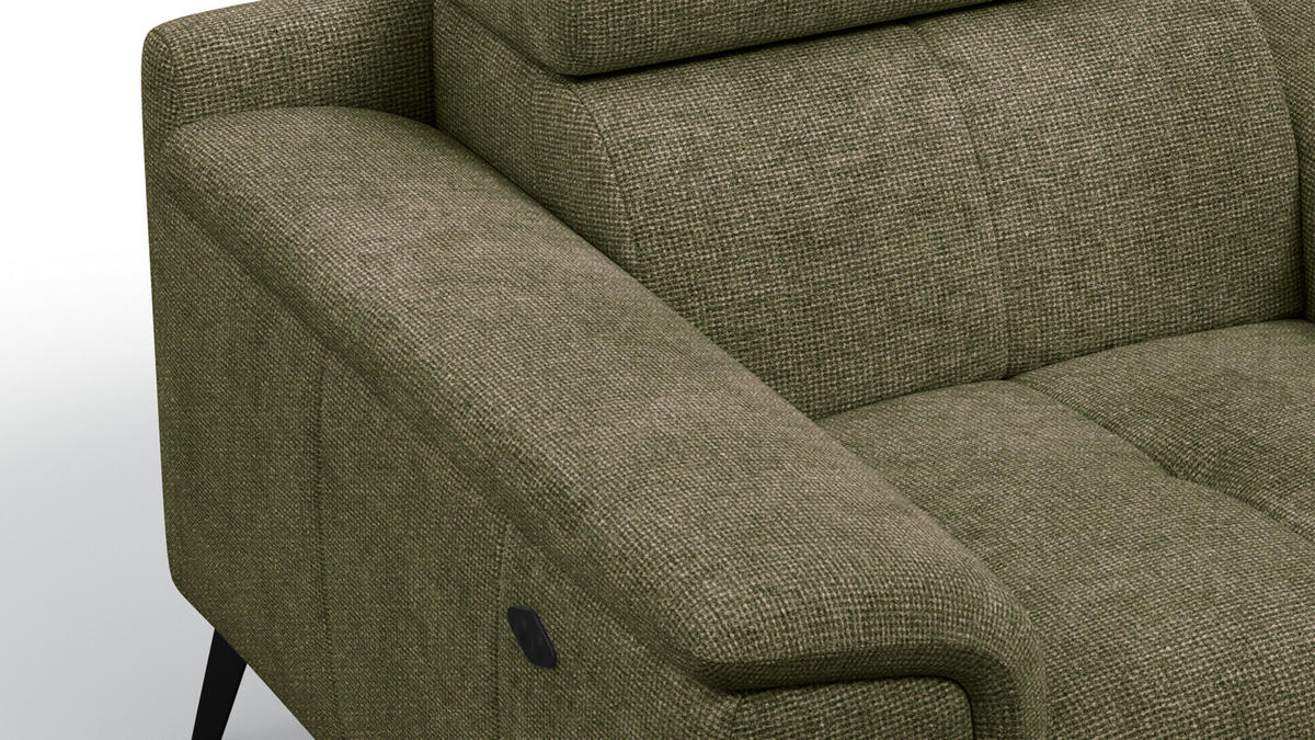 SESSEL FIERO mit Relaxfunktion, olivgrün - Schwarz/Olivgrün, Holzwerkstoff/Textil (114/82/103cm) - Courtois Laville