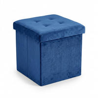 POUF mit Stauraum 38/38/38 cm - Dunkelblau, Textil (38/38/38cm) - SCENA LIVING
