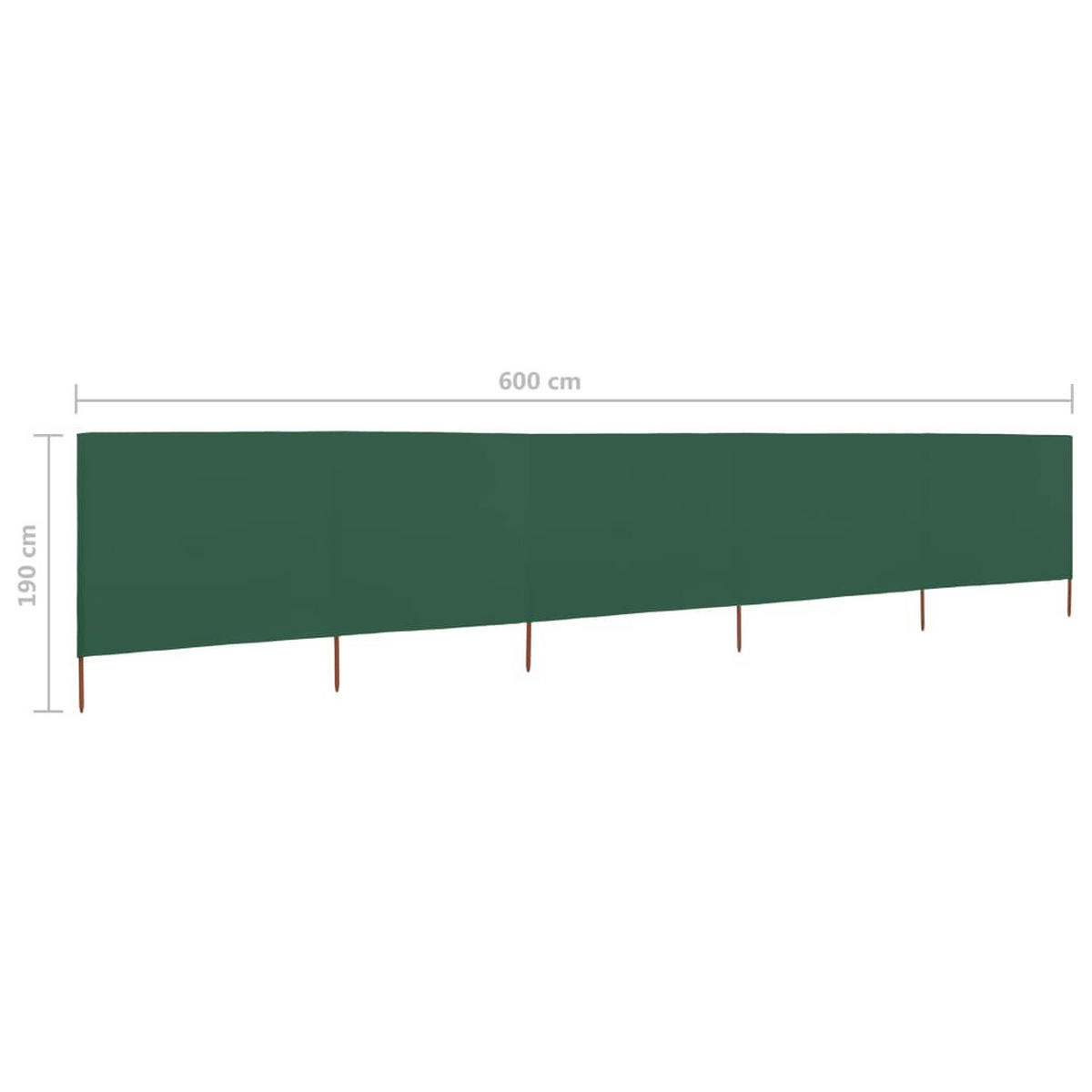 WINDSCHUTZGEWEBE 5Er Set 600/160 Cm Grün - Grün, Textil (600/160cm) - vidaXL
