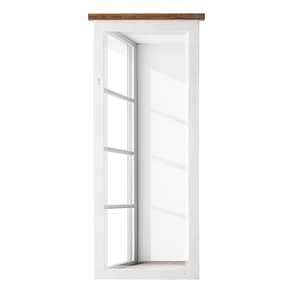 SPIEGEL - Kiefer massiv - Kiefer / Weiß - Weiß/Kieferfarben, Holz (65/149/6cm) - home24