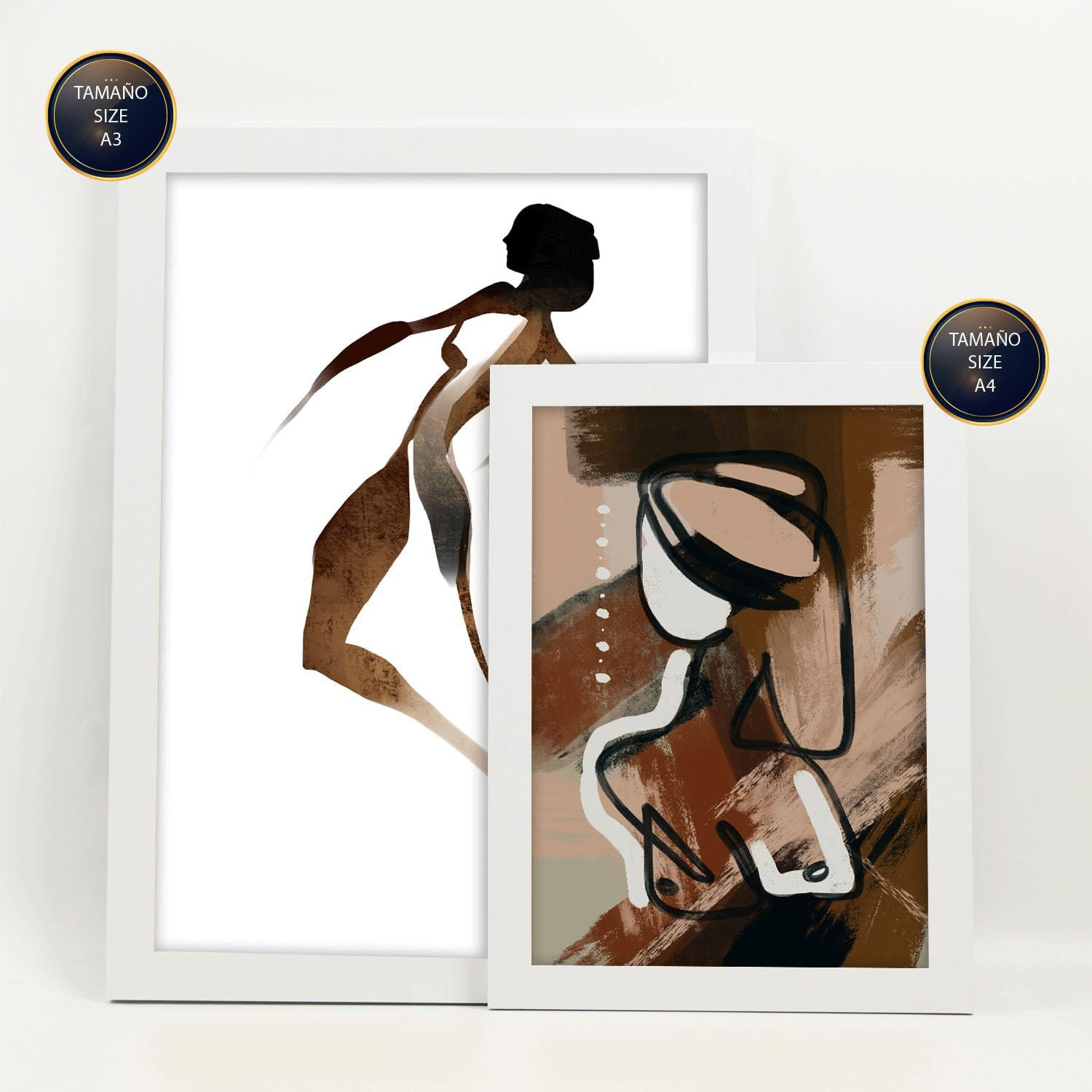POSTER Set Mit 6 Körpertugend 1 In Weibliche Zusammenfassung Ästhetische Dekorative Gemälde Für Ihr Wohnzimmer Zuhause A3 & A4 Weißer Rahmen - Weiß, Papier (29/3cm) - Nacnic