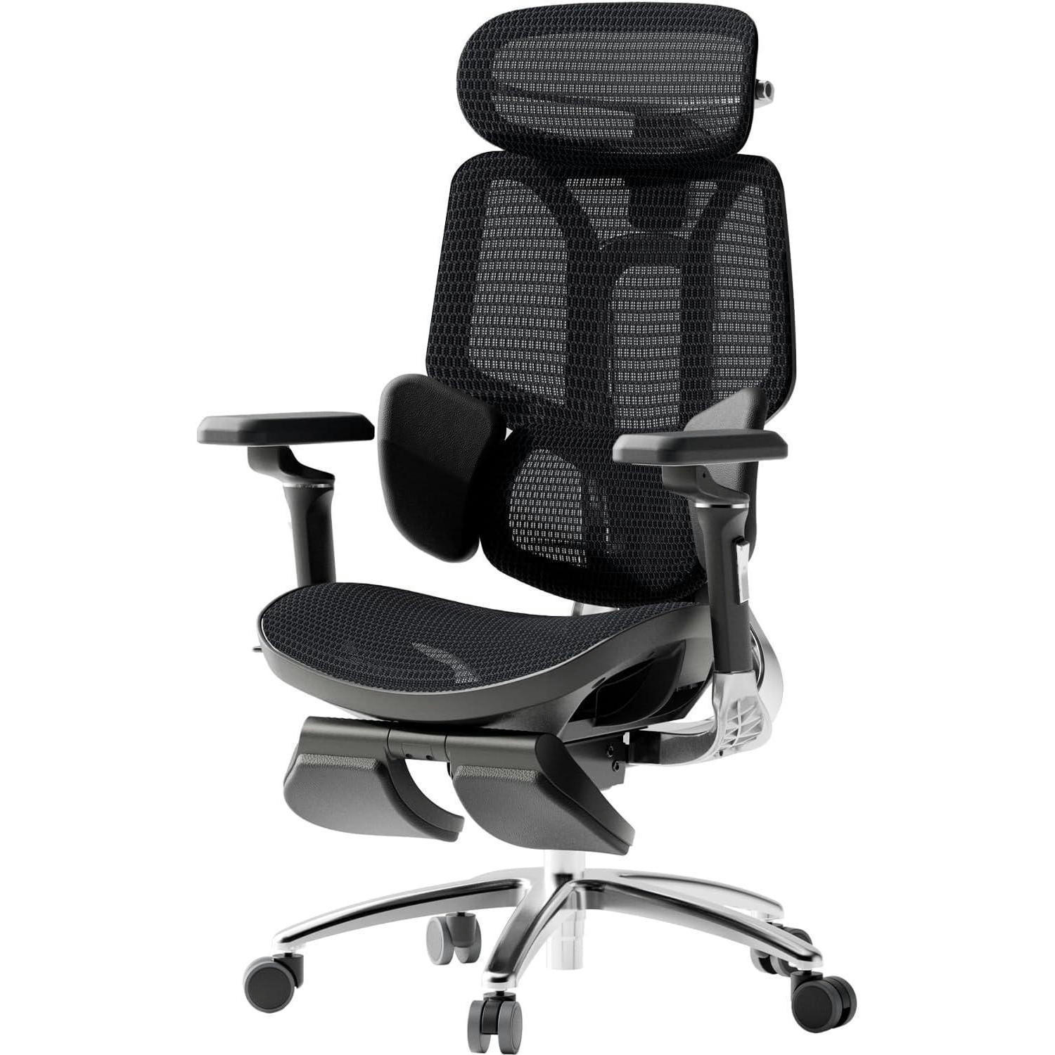 BÜROSTUHL E3 Ultra mit 3-Zonen-Lordosenstütze Schwarz - Schwarz, Textil (64/125/45cm)