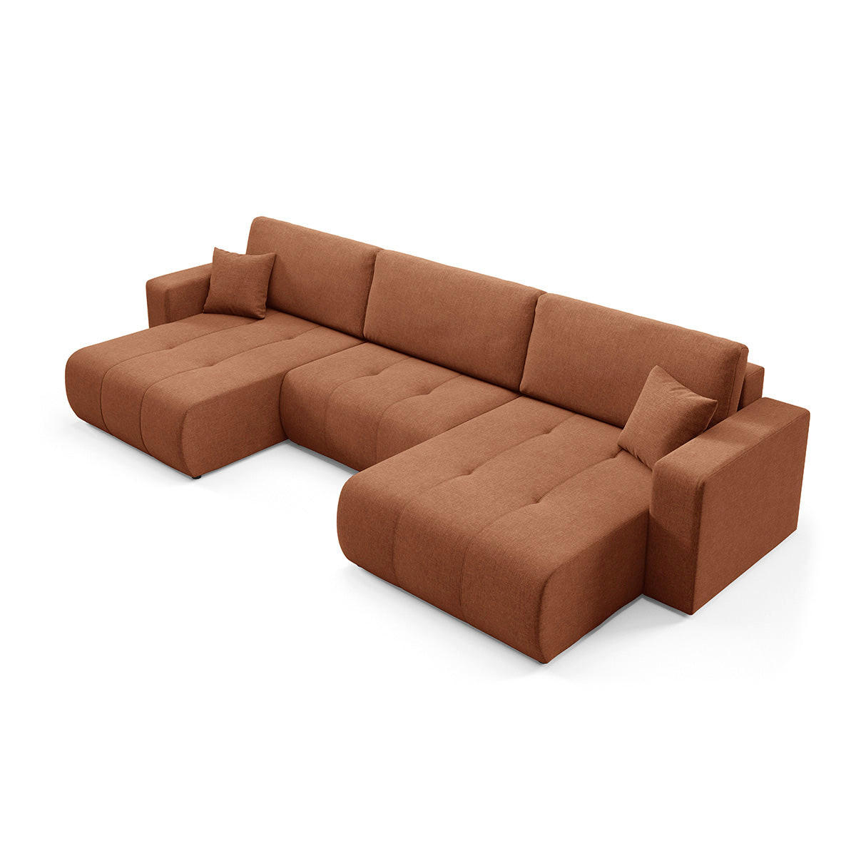 PANORAMASOFA Giulia 5 Sitzplätze Terrakotta - Orange, Holz (344/82/149cm) - Petits-meubles