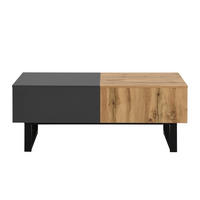 COUCHTISCH 155/55/40cm,verschiebbarer Couchtisch,Holz + Metall,Naturfarben,Grau - Naturfarben, Holz (55/155/40cm) - LVHOM