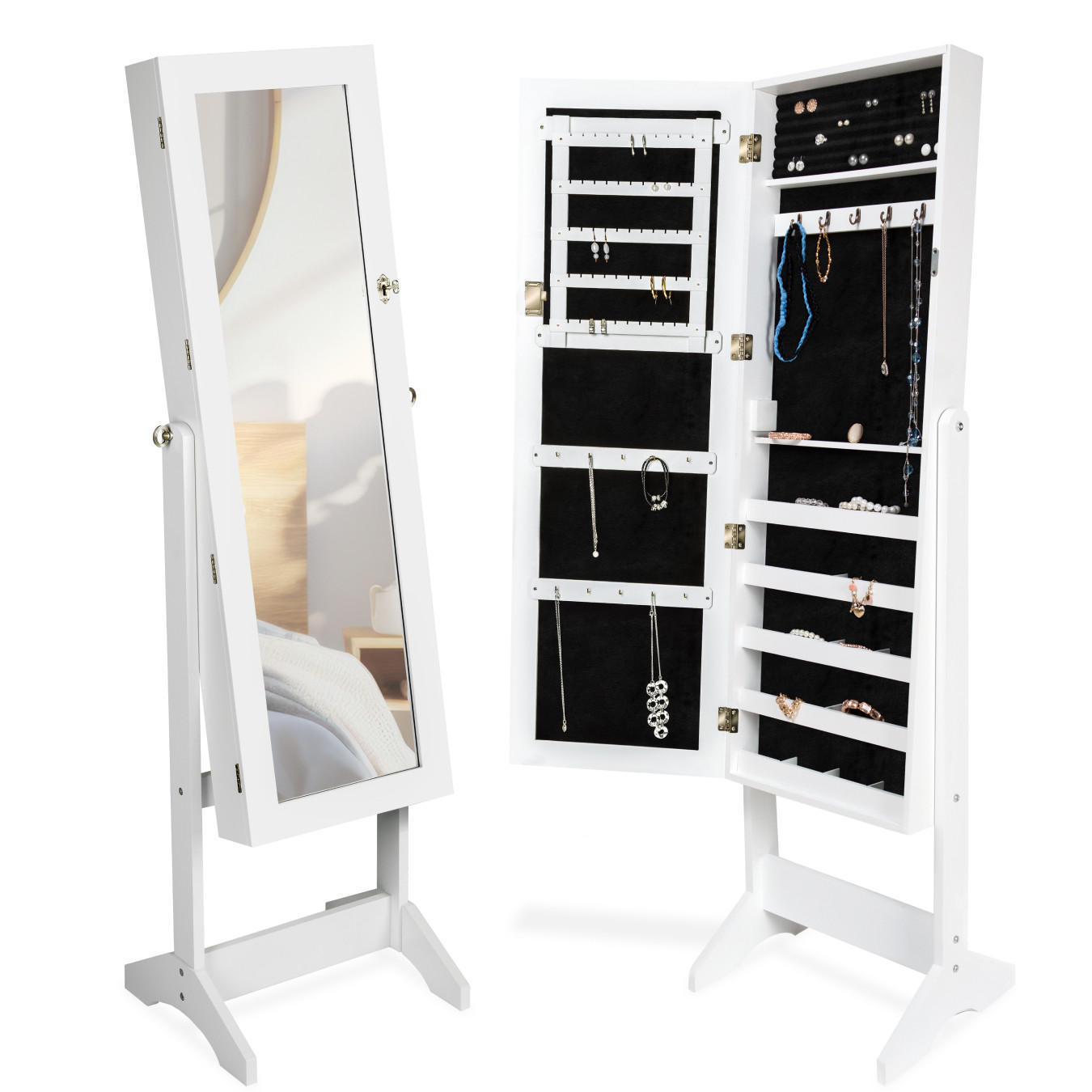 SCHMUCKSCHRANK  ,abschließbar,weiß - Weiß, Holz (37/147/45cm) - tectake
