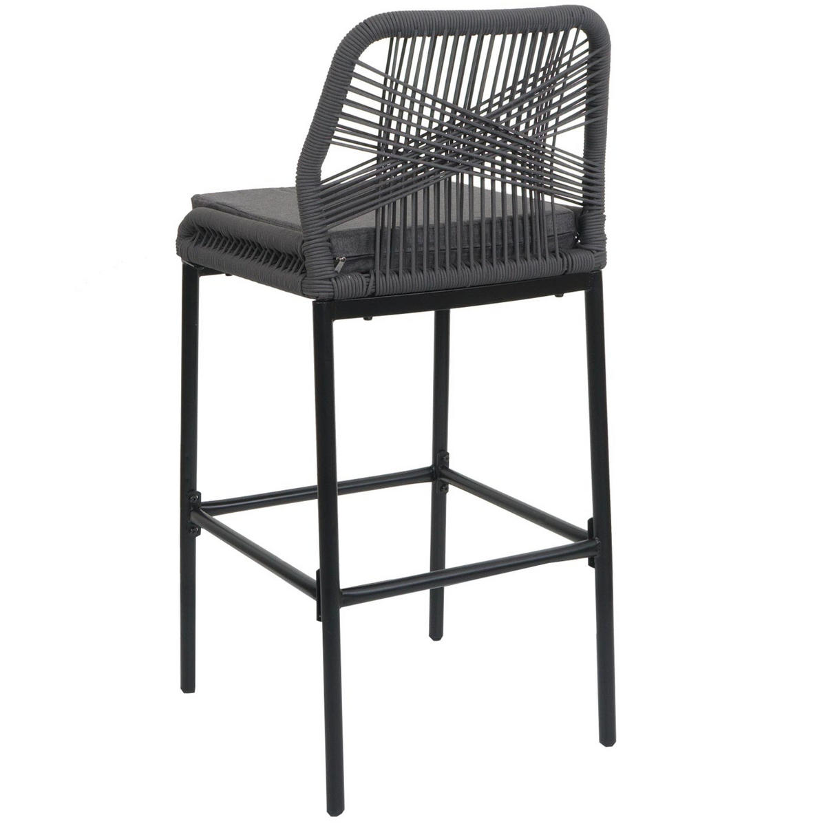 GARTENSTUHL 2er-Set HxBxT 101x45x52cm Sitzhöhe 76cm Anthrazit Kissen Dunkelgrau Seilgeflecht Metall - Anthrazit, Metall (45/101/52cm) - PROREGAL