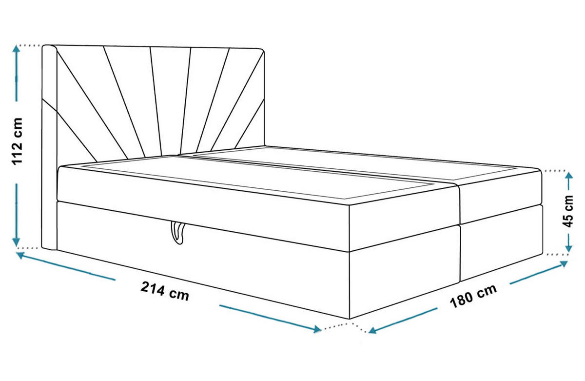 BOXBETT DENVER mit 2 Bettkästen, 180x200, Farbe: Grau, Velourstoff, Doppelbett mit Bonell-Matratze - Grau, Holz/Kunststoff (180/200cm) - Alpi-Möbel