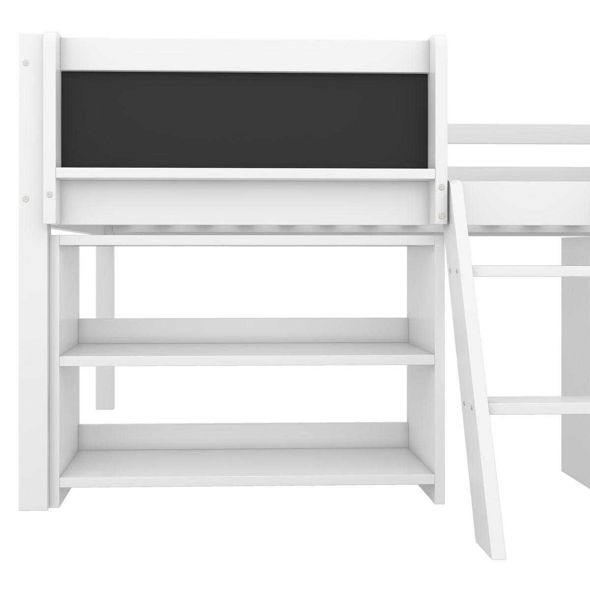 HOCHBETT 90/200 cm in Weiß mit Stauraum, Tafel, Leiter und Sicherheitsgeländer - Weiß, Holz (90/200cm) - Flora Grace