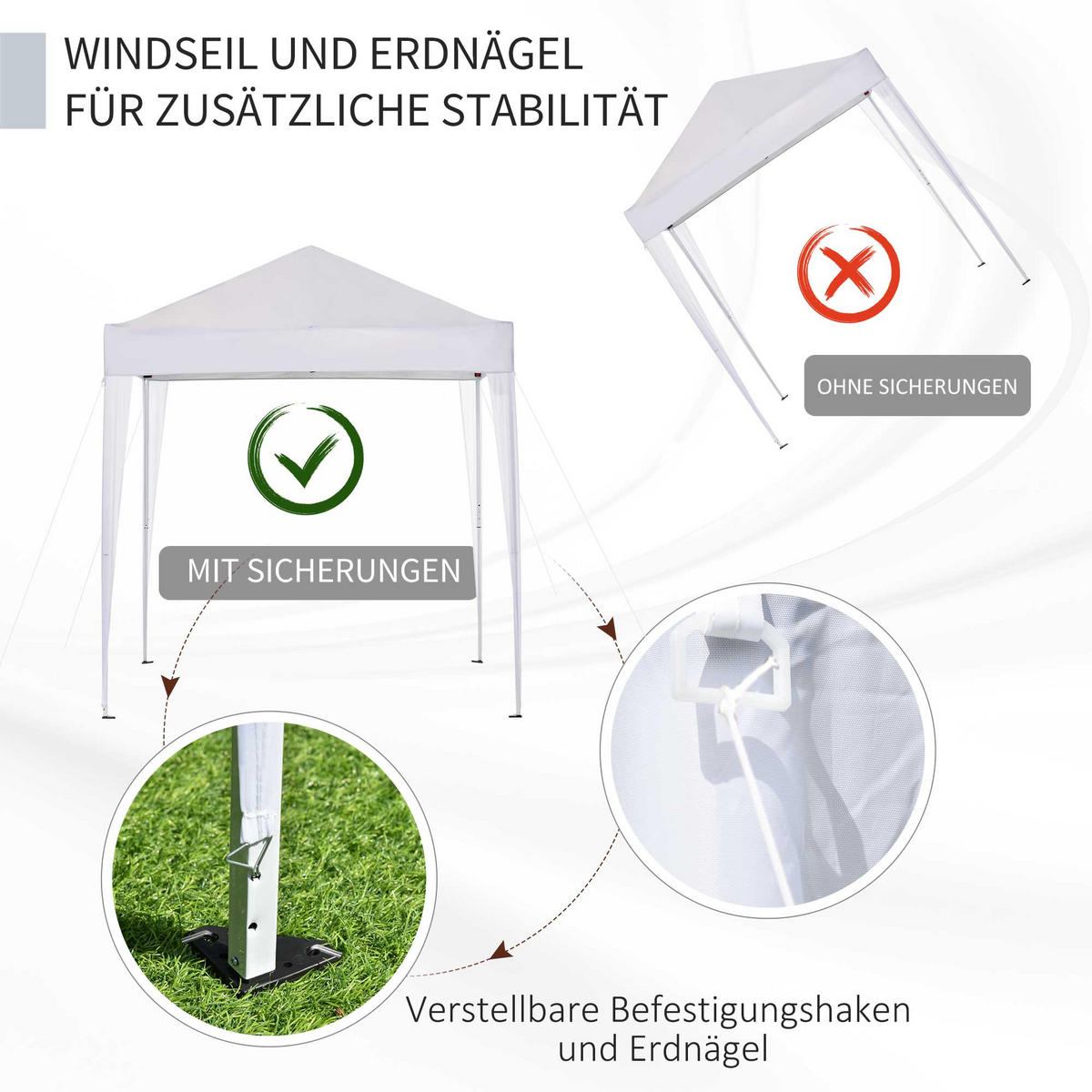 FALTPAVILLON, Stahl, Oxford, Weiß - Weiß, Textil/Metall (2/2.4/2cm) - Outsunny