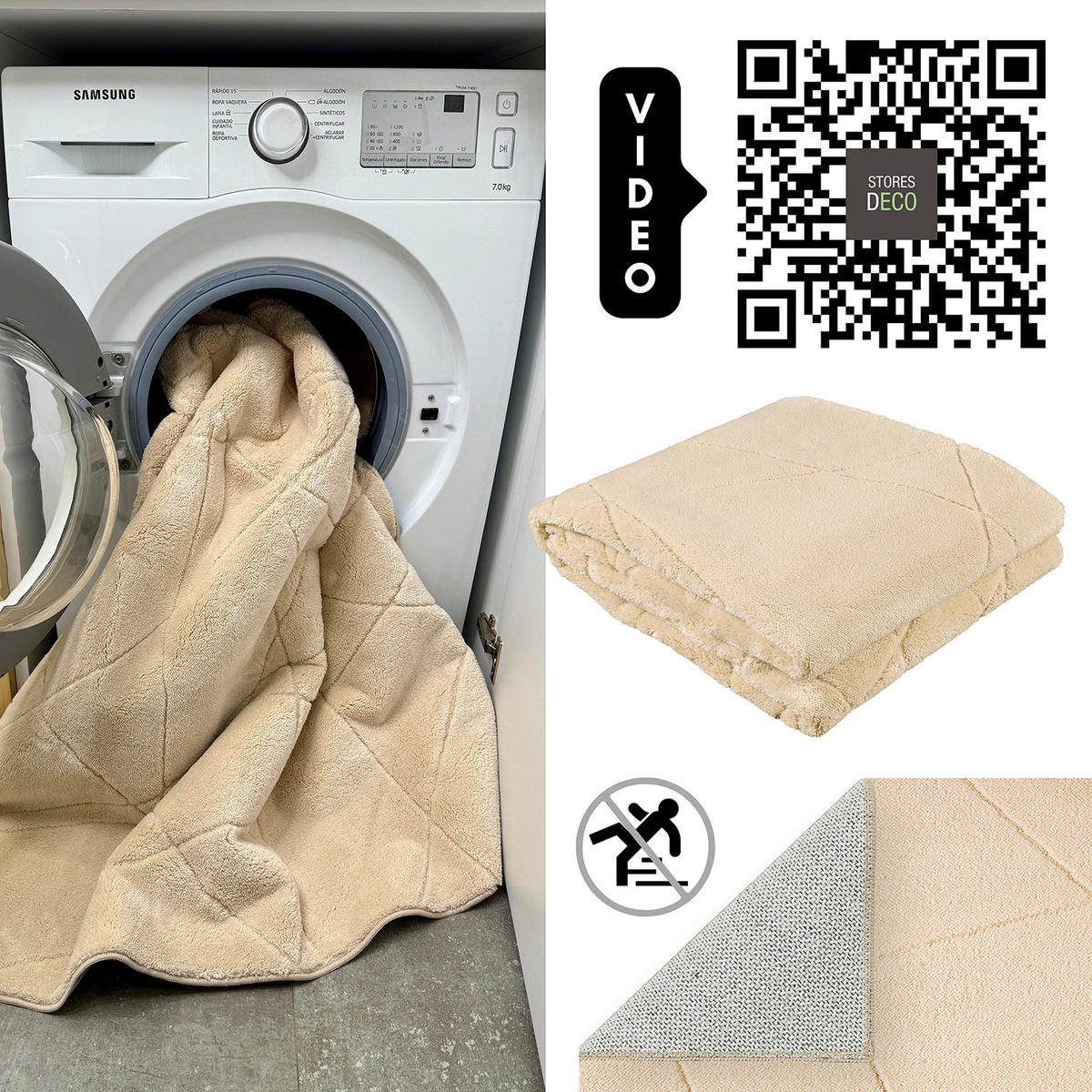 HOCHFLORTEPPICHE Waschbarer ULTRASOFT Beige 160 x 230 cm - Beige, Textil (160/160cm) - STORESDECO