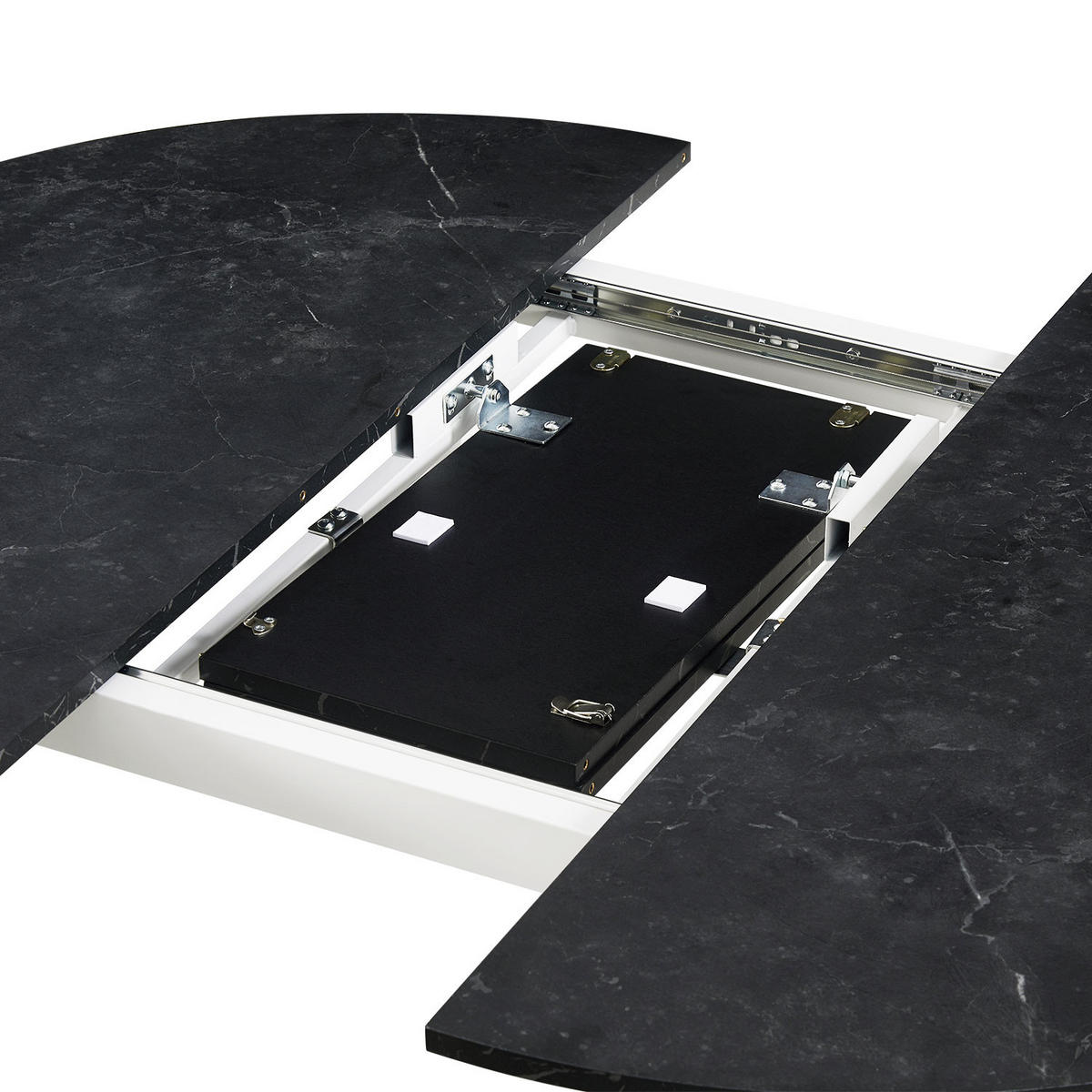 ESSTISCH LIV 120-150/120/76 cm Rund Marmor-Schwarz - Anthrazit/Weiß, Holzwerkstoff (120/120/76cm) - B&D Home