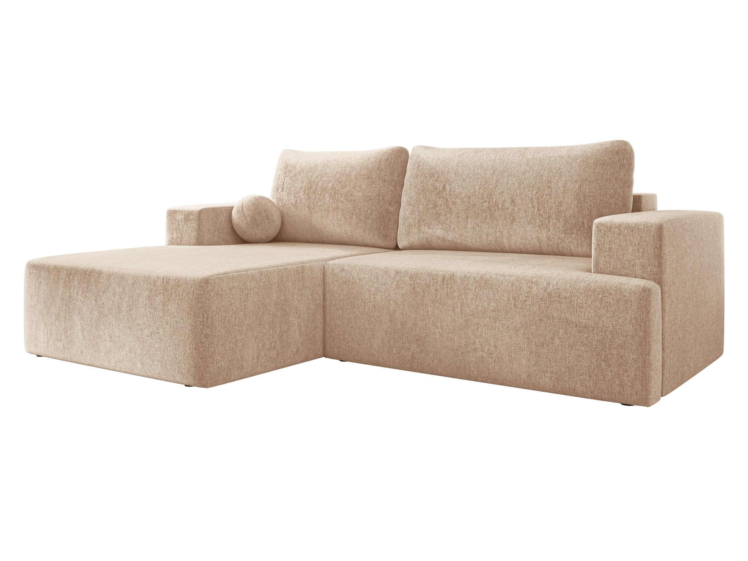 ECKSOFA Mivo, Seite: Links - Beige/Schwarz, Holz/Kunststoff (266/163cm) - MIRJAN24