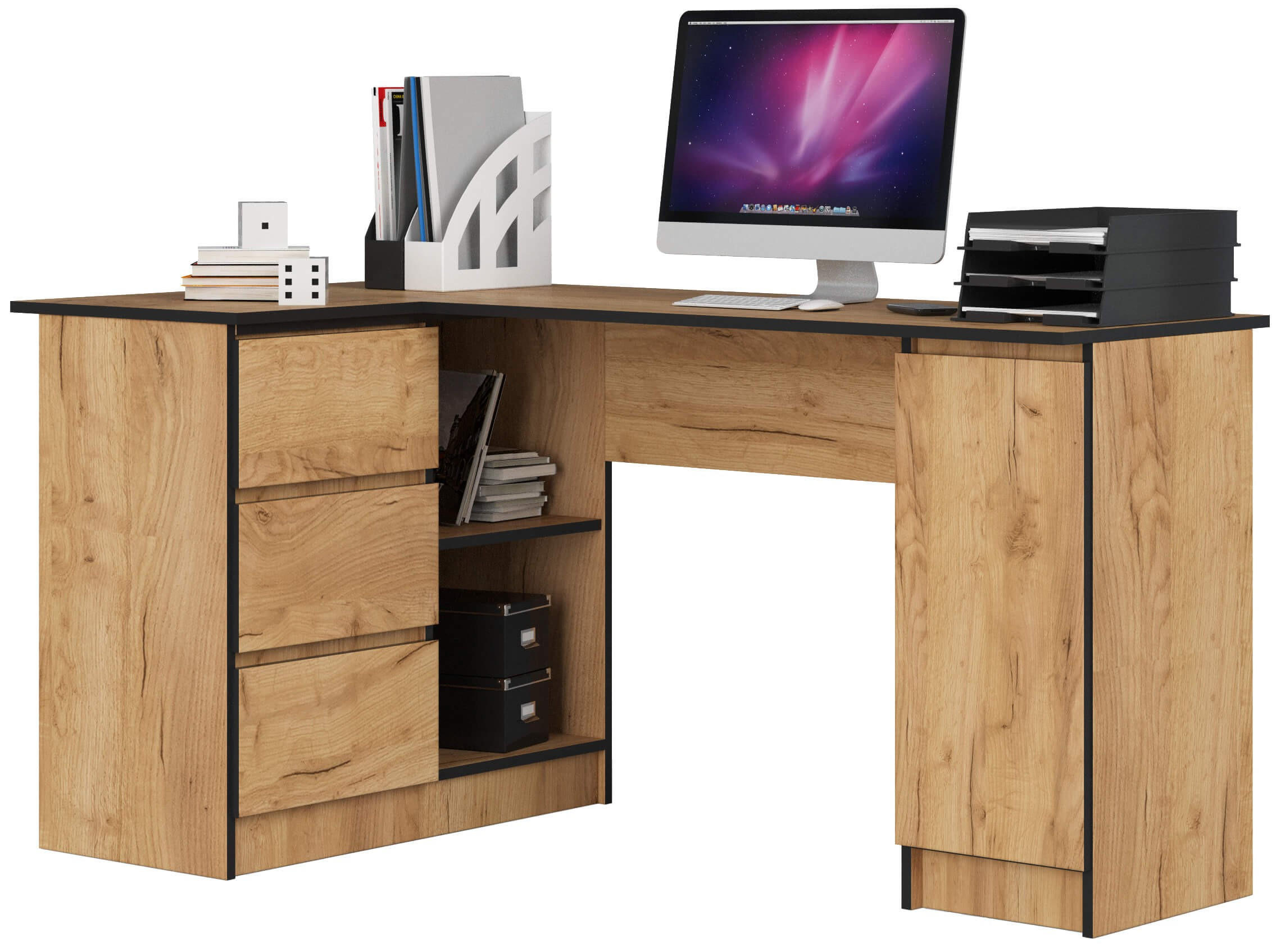 ECKSCHREIBTISCH Eichenfarben 155x85x77 cm - Eichefarben, Holzwerkstoff (85/155/77cm) - Akord