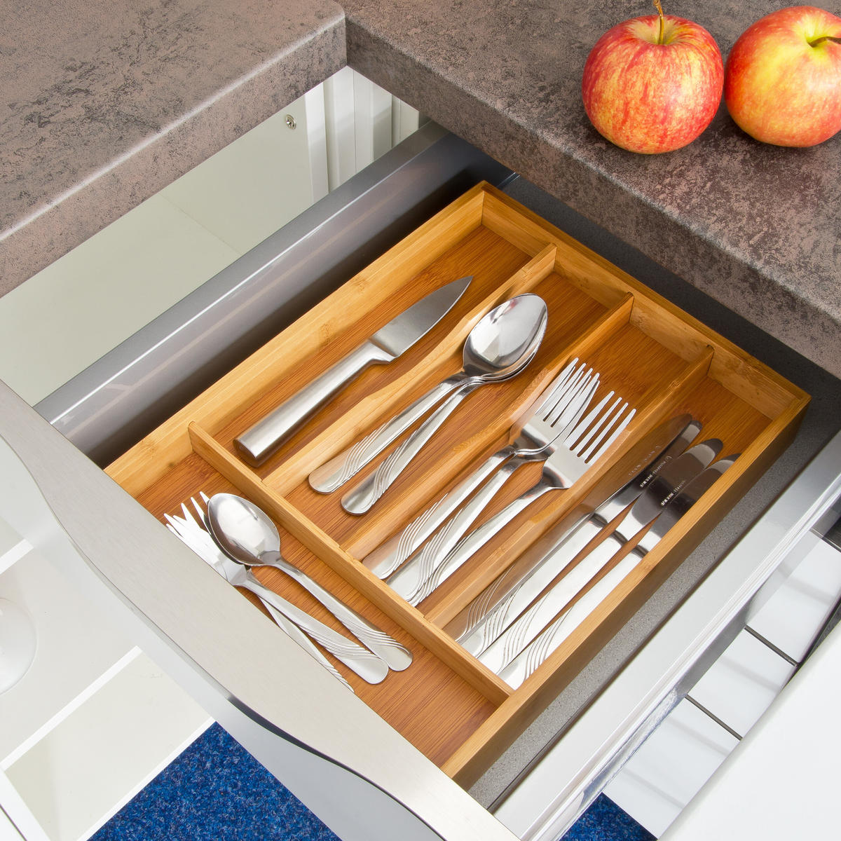 BESTECKKASTEN - Hellbraun, Holz/Holzwerkstoff (25.5/4.5/34cm) - Relaxdays