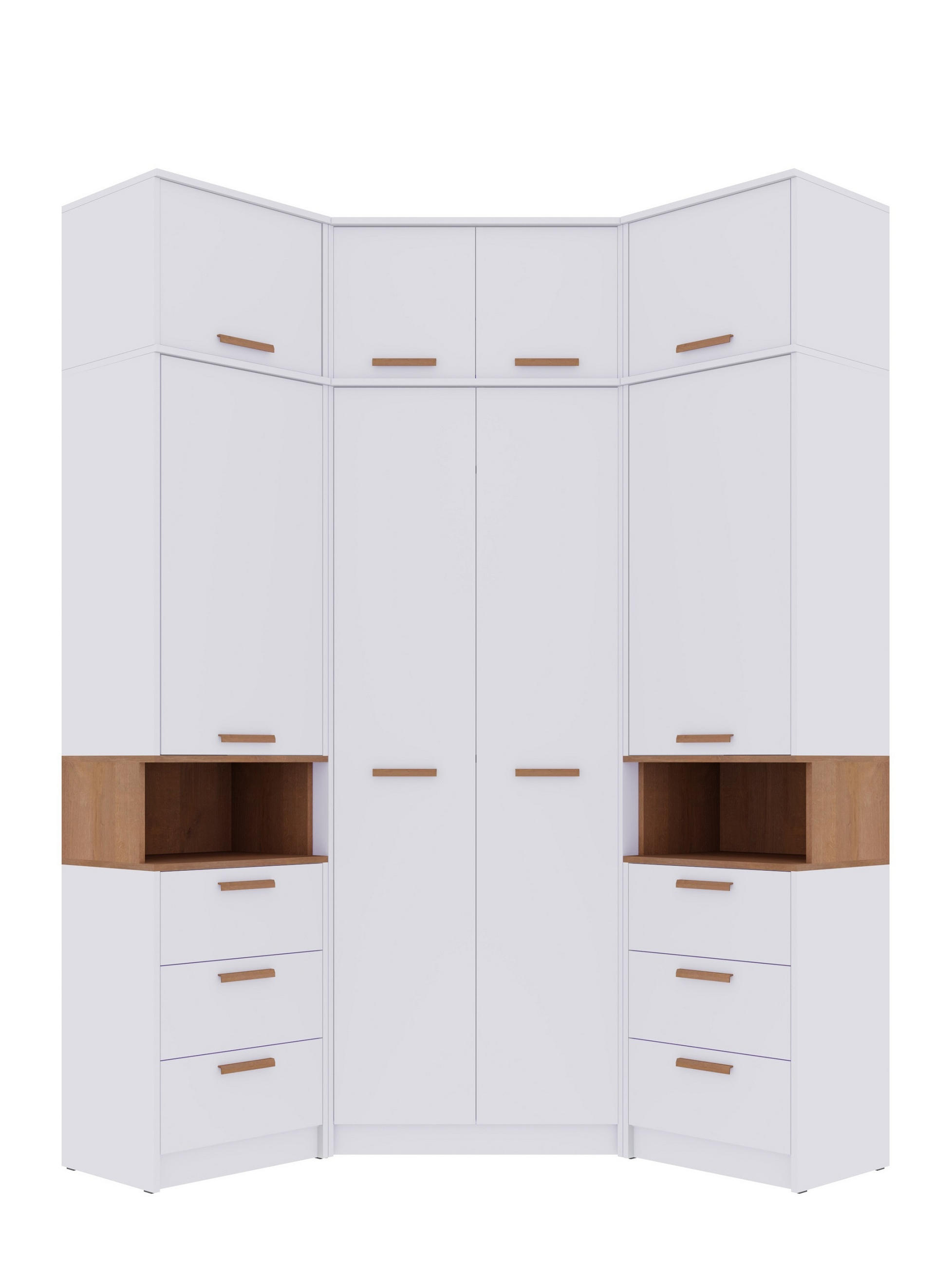 ECKKLEIDERSCHRANK GRANT SET 14/B WEIß 143/235/143 - Weiß, Holzwerkstoff (143/235/143cm) - Marmex Möbel