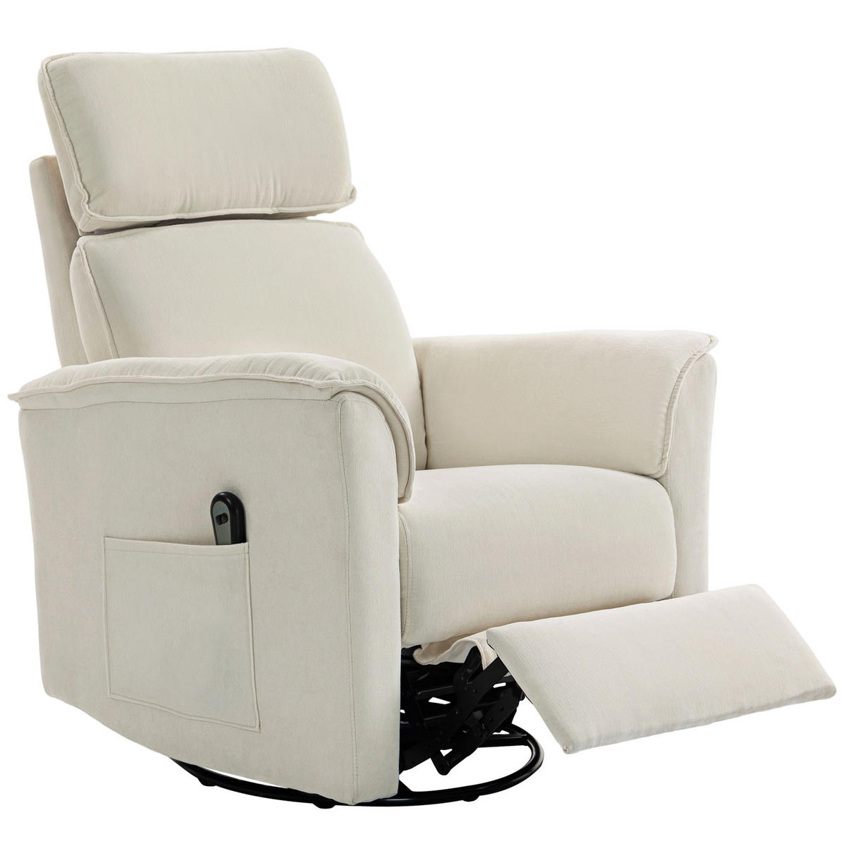 RELAXSESSEL DE-06431 mit Liegefunktion, 135° neigbar, verstellbare Kopfstütze Cremeweiß - Creme, Holzwerkstoff/Textil (78/105/91cm) - ComfortXL